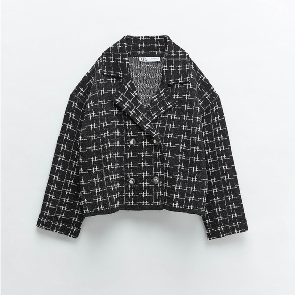 Zara Metallic Thread knit Cardigan Jacket brand new , size M color black& white - Picture 1 of 11